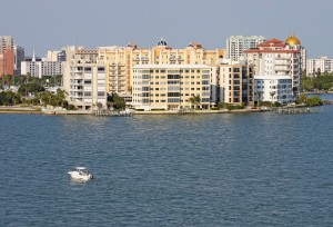 Partial skyline of Sarasota, Florida, viewed from the water